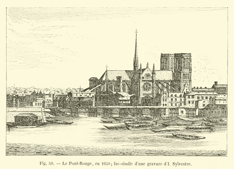 De Pont-Rouge, in 1650; facsimile van een gravure van I. Sylvestre door French School