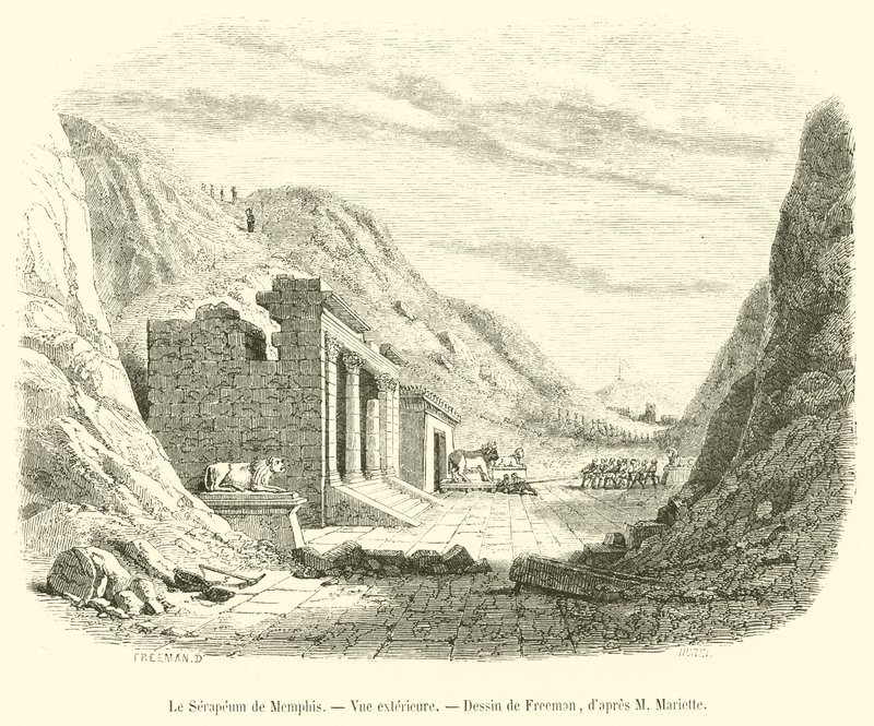 Het Serapeum van Memphis, Buitenaanzicht door French School
