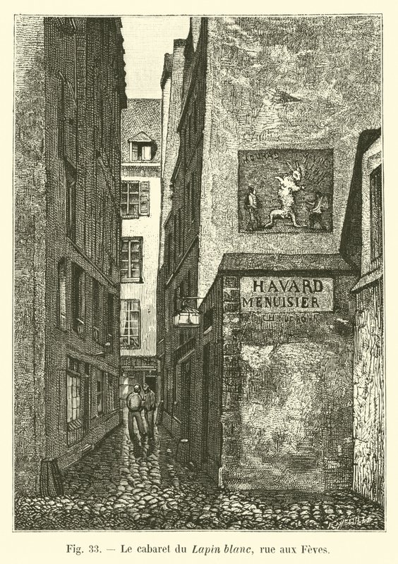 Het cabaret van het Witte Konijn, rue aux Feves door French School