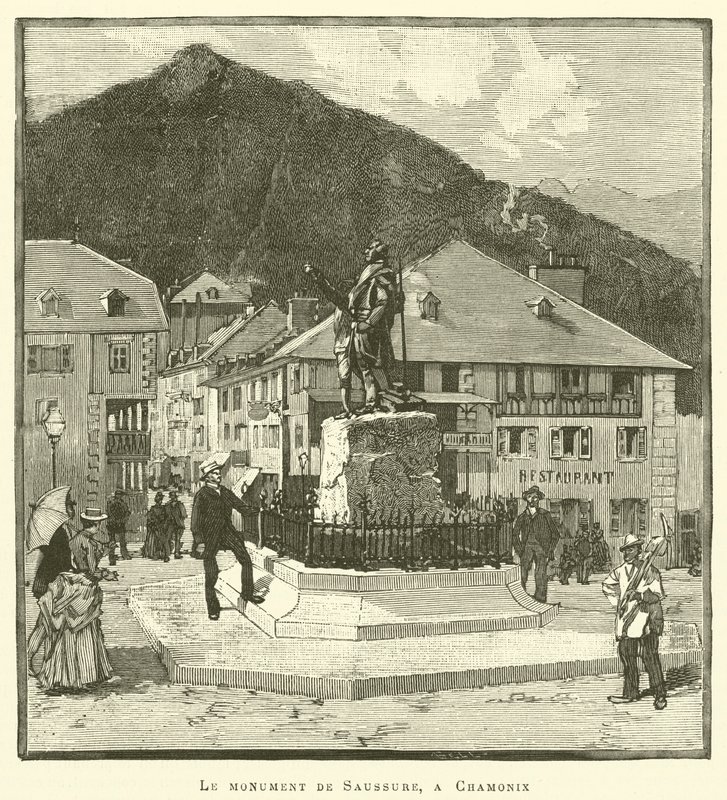 Het monument van Saussure, in Chamonix door French School