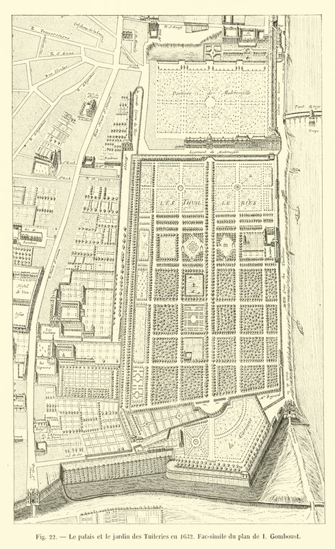 Het paleis en de tuin van de Tuilerieën in 1632, Fac-simile van het plan van I Gomboust door French School