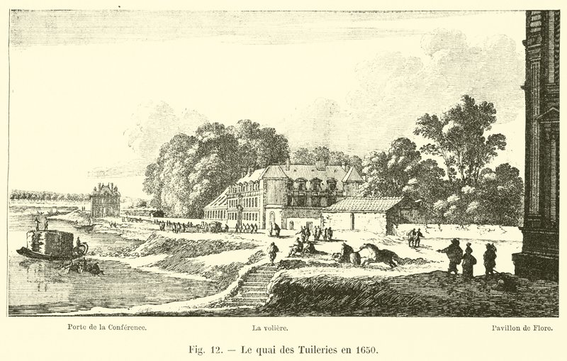 De kade van de Tuilerieën in 1650 door French School