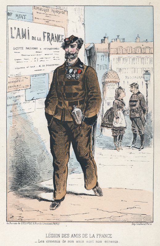 Legion des Amis de la France (gekleurde gravure) door French School