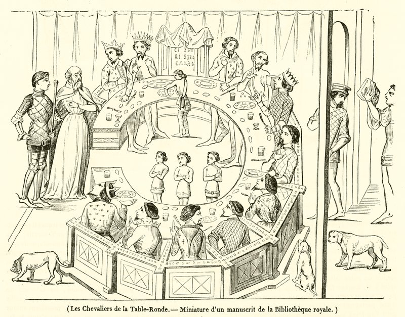 De Ridders van de Ronde Tafel, Miniatuur uit een manuscript van de Koninklijke Bibliotheek door French School