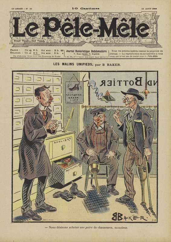 Les malins unipieds. Illustratie voor Le Pêle-Mêle door French School