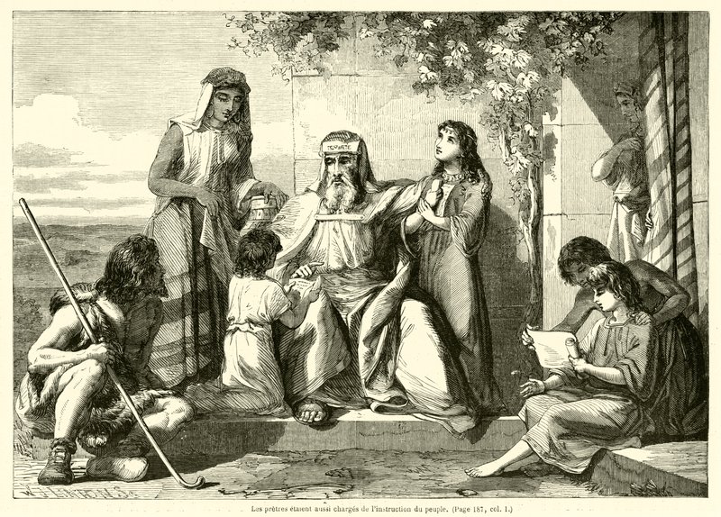 De priesters waren ook belast met de onderwijzing van het volk (gravure) door French School