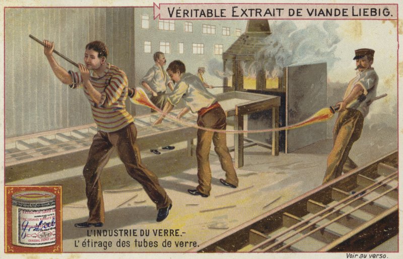 Liebig kaart met de glasindustrie door French School