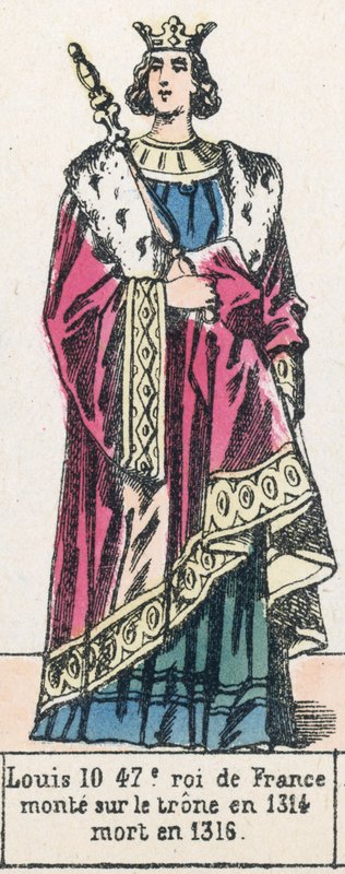 Lodewijk X, 47e koning van Frankrijk, besteeg de troon in 1314, stierf in 1316 door French School