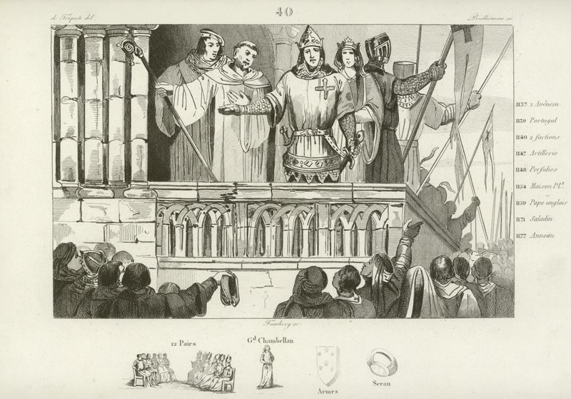 Lodewijk VII van Frankrijk verzamelt steun voor de Tweede Kruistocht, ca. 1147 door French School