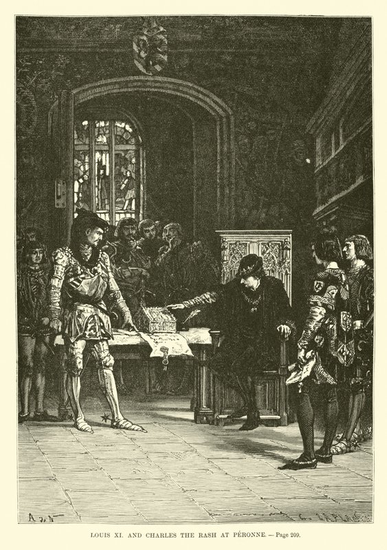 Lodewijk XI en Karel de Stoute in Peronne door French School