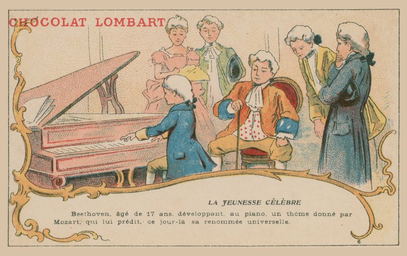 Ludwig van Beethoven spelend op de piano op 17-jarige leeftijd door French School