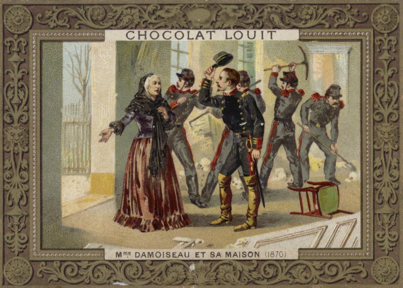 Madame Damoiseau en haar huis, 1870 door French School