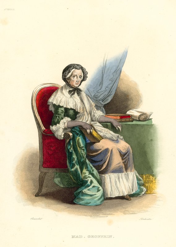 Madame Geoffrin (gekleurde gravure) door French School
