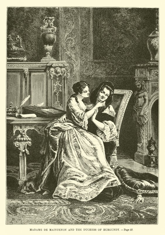 Madame de Maintenon en de hertogin van Bourgondië door French School