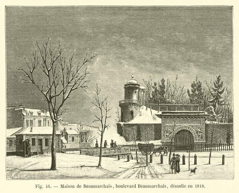 Huis van Beaumarchais, boulevard Beaumarchais, gesloopt in 1818 door French School
