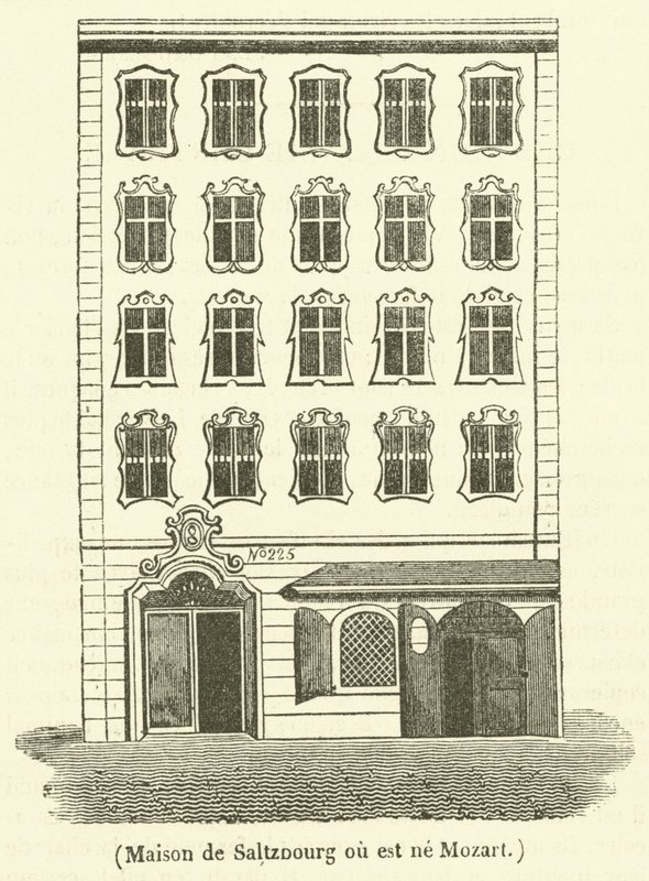 Huis van Salzburg waar Mozart is geboren (gravure) door French School