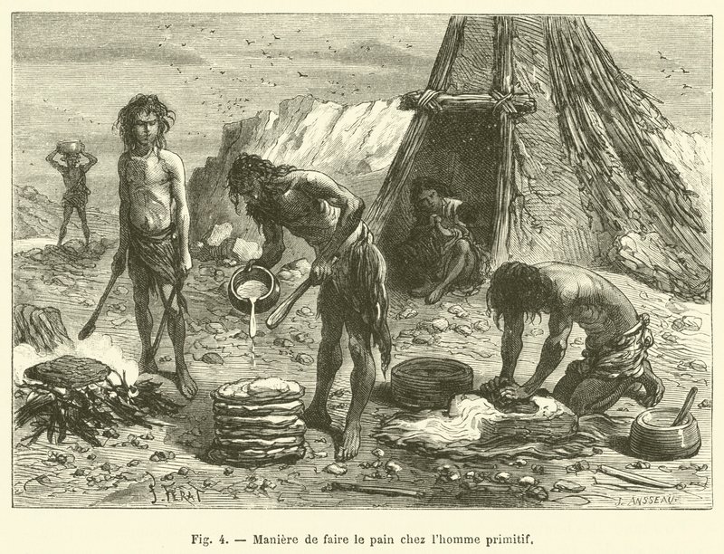 Manier van brood maken bij de primitieve mens door French School