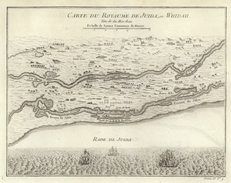 Kaart van het Koninkrijk Juida, of Whidah door French School