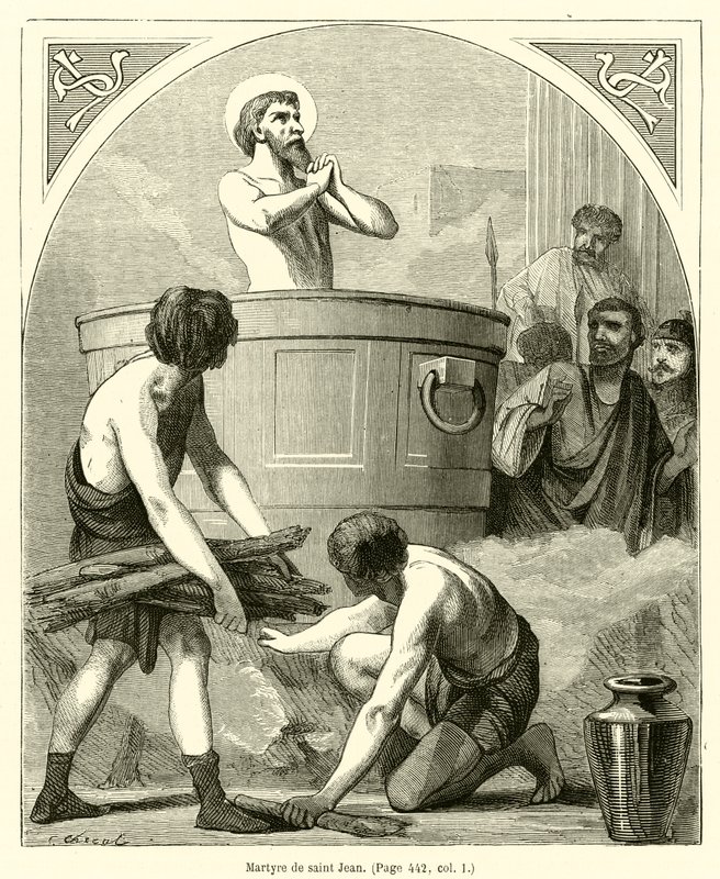 Martelaarschap van Sint Jan (gravure) door French School