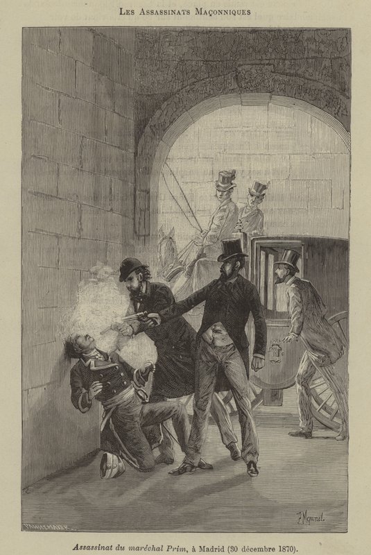 Vrijmetselaarsmoorden (gravure) door French School