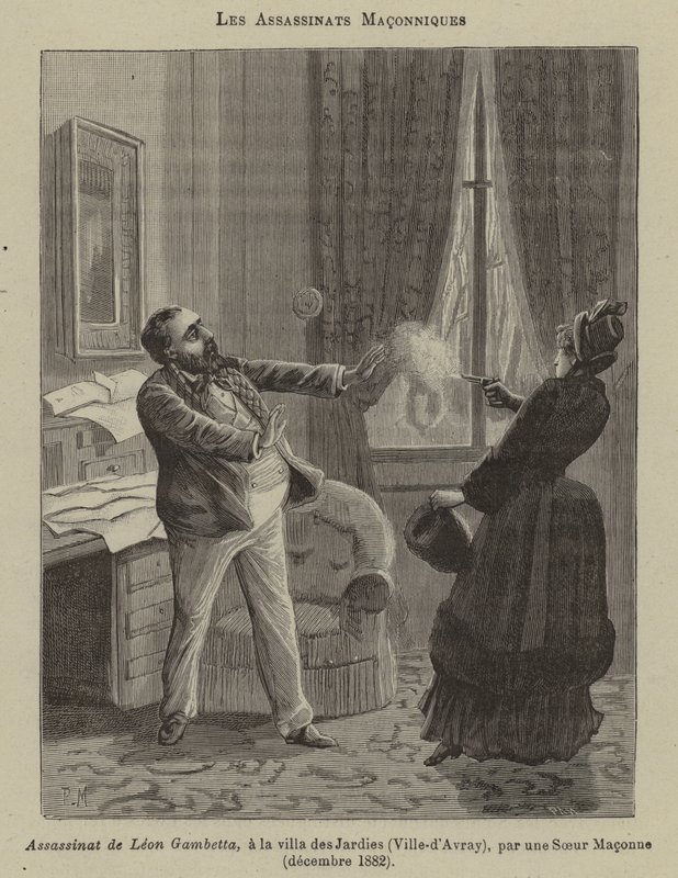 Maconnieke moorden (gravure) door French School