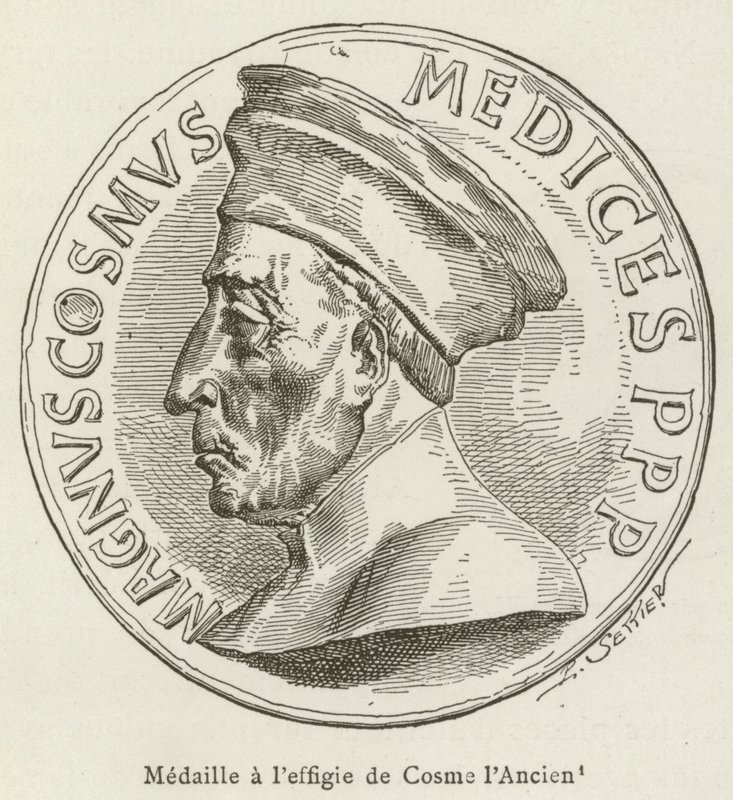 Medaille met het portret van Cosimo de Oude door French School