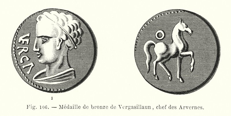Bronzen medaille van Vergasillaun, chef van de Arverni door French School