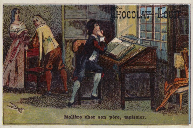 Molière, Franse toneelschrijver, in het huis van zijn vader, een stoffeerder door French School