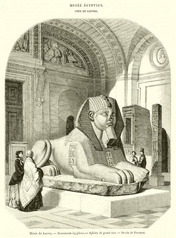Musee du Louvre, Egyptische monumenten, Sfinx van roze graniet door French School