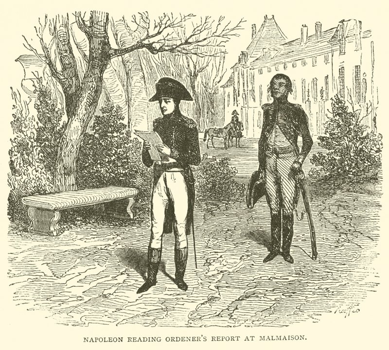 Napoleon leest het rapport van Ordener in Malmaison door French School