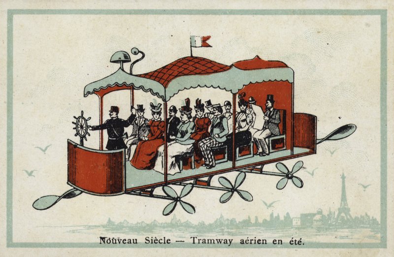 Nieuw eeuw - luchttram in de zomer door French School