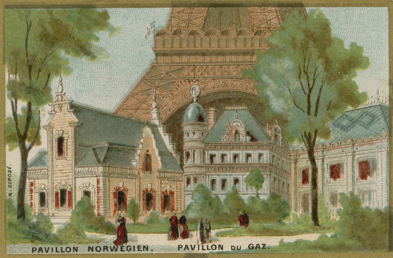 Noors en gaspaviljoen op de Wereldtentoonstelling van Parijs door French School