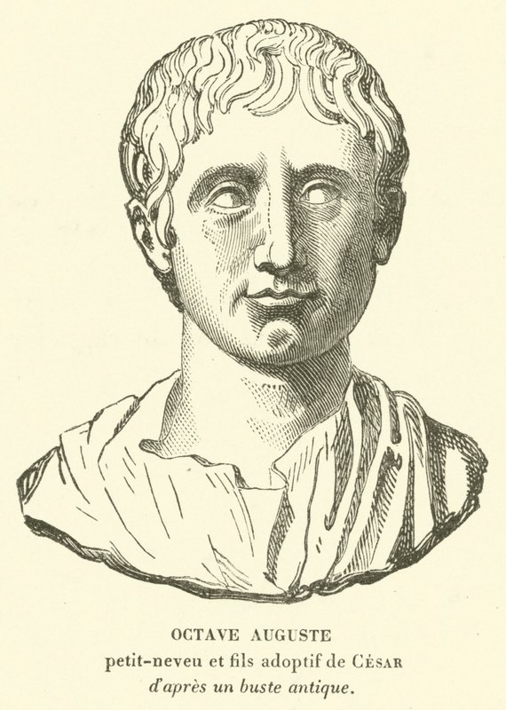 Octavianus Augustus, achterneef en geadopteerde zoon en erfgenaam van Julius Caesar door French School