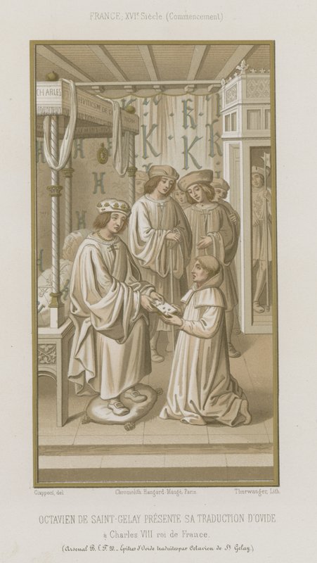 Octavian de Saint Gelais presenteert zijn vertaling van Ovidius door French School