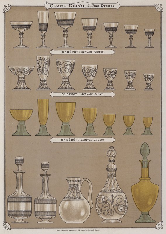 Pagina uit de catalogus van het Grand Depot de Porcelaines, Faiences et Verreries door French School