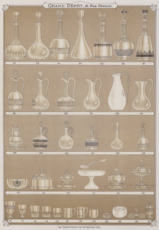 Pagina uit de catalogus van het Grand Depot de Porcelaines, Faiences et Verreries door French School