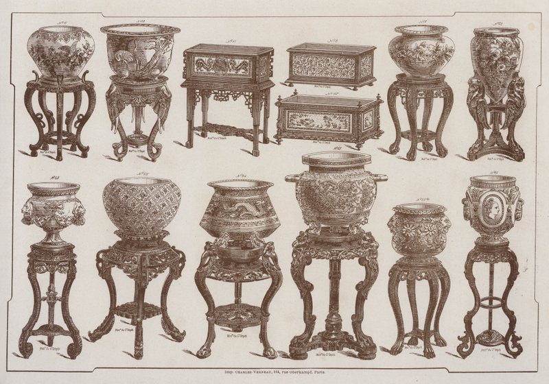 Pagina uit de catalogus van het Grand Depot de Porcelaines, Faiences et Verreries door French School