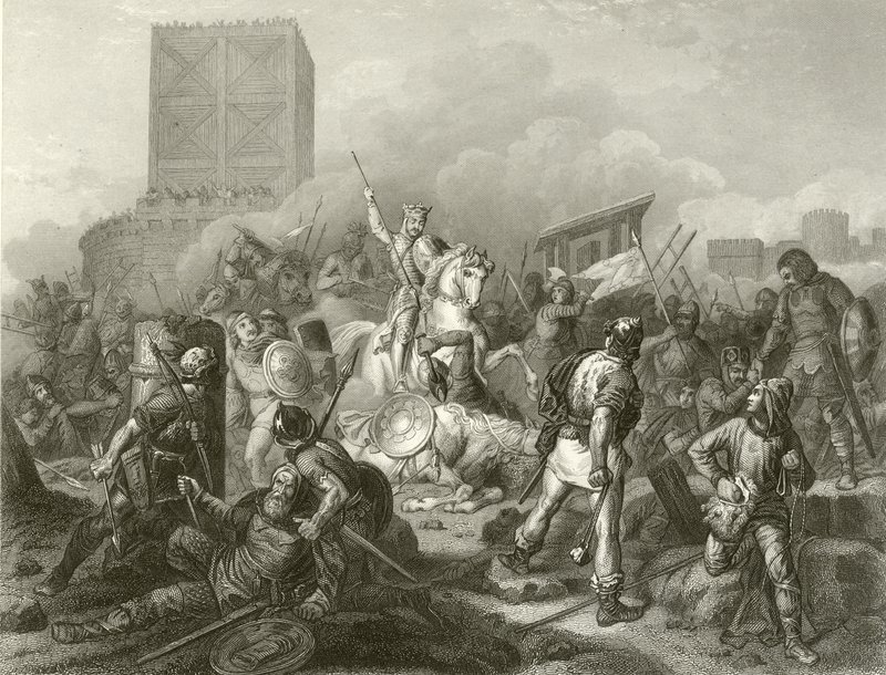 Parijs belegerd door de Noormannen, 885 door French School