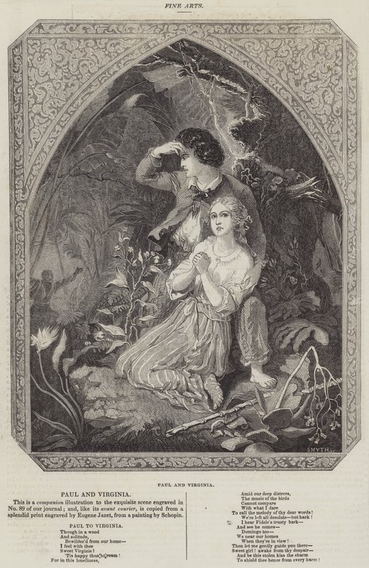 Paul en Virginia (gravure) door French School