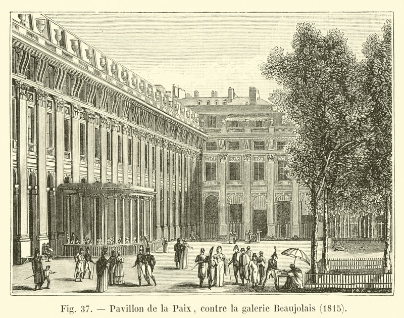 Paviljoen van de Vrede, tegen de Beaujolais galerij, 1815 door French School