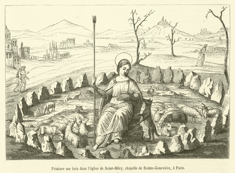 Schilderij op hout in de kerk van Saint-Mery, kapel van Sainte-Genevieve, in Parijs door French School