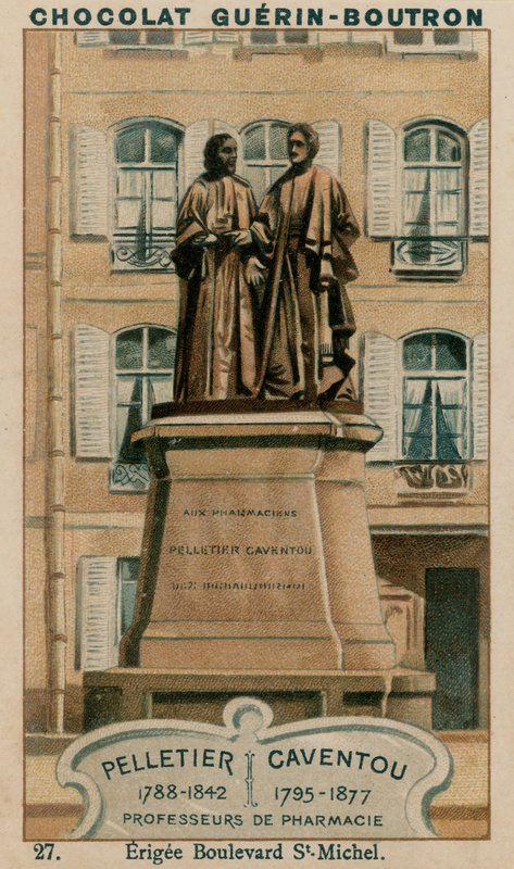 Pelletier, 1788-1842, Caventou, 1795-1877, Professoren in de Farmacie, Opgericht Boulevard St-Michel door French School