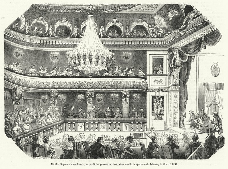 Voorstelling gegeven ten behoeve van arme arbeiders in het Trianon, Versailles door French School