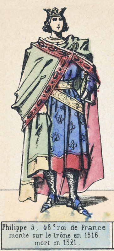 Philippe V, 48e koning van Frankrijk, besteeg de troon in 1316, stierf in 1321 door French School