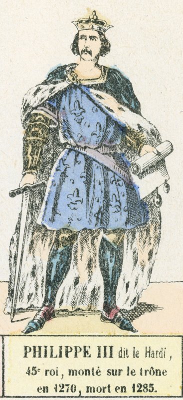 Filips III de Stoute, 45e koning, besteeg de troon in 1270, stierf in 1285 door French School