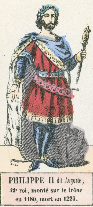 Philippe II August, 42e koning, op de troon van 1180, overleden in 1223 door French School