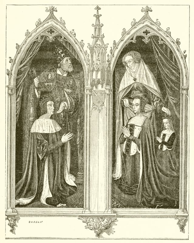 Pierre de Bourbon en Anne de Beaujeu, zijn vrouw door French School