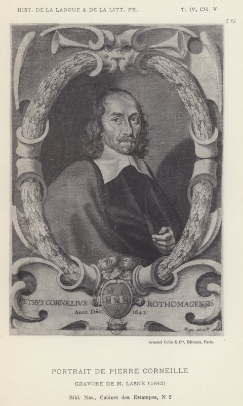 Portret van Pierre Corneille (litho) door French School