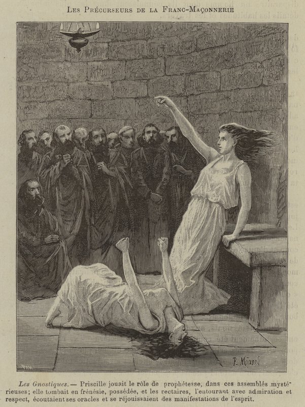 Voorlopers van de Vrijmetselarij: de Gnostici (gravure) door French School