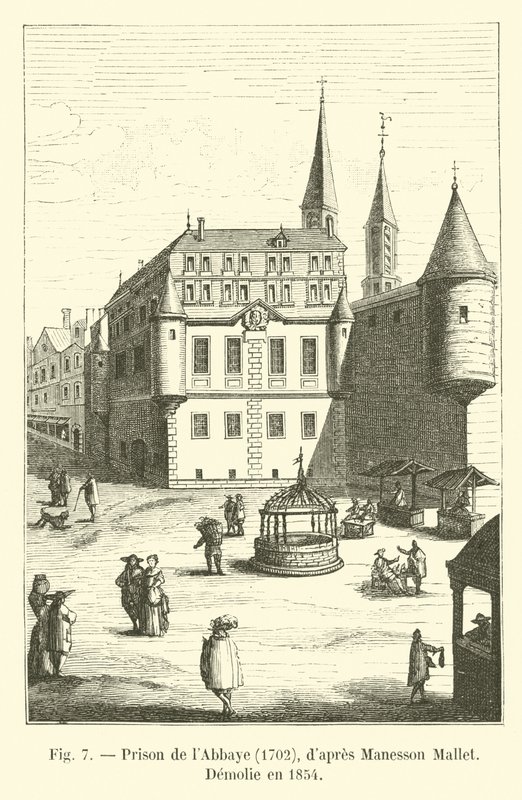 Gevangenis van de Abdij, 1702, naar Manesson Mallet, Gesloopt in 1854 door French School